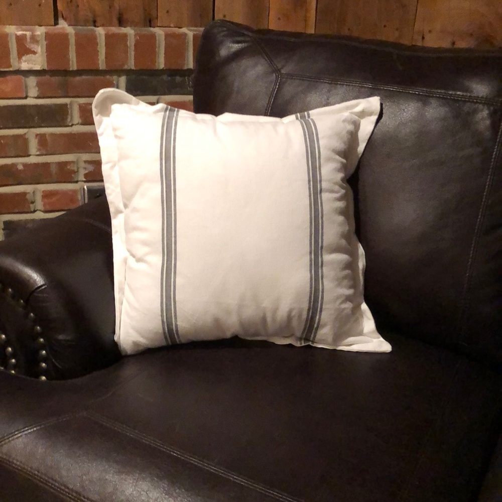 White & Grey Striped Pillow